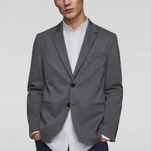 BNWT Zara Men’s Gray Blazer With Palm Tree Lapel Attachment